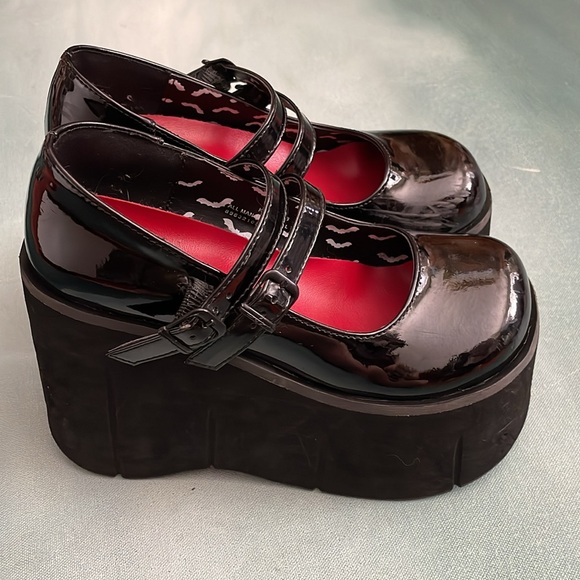 Demonia Shoes - Demonia Dolls Kill Kera Platform Mary Jane Shoes Vegan Patent Leather